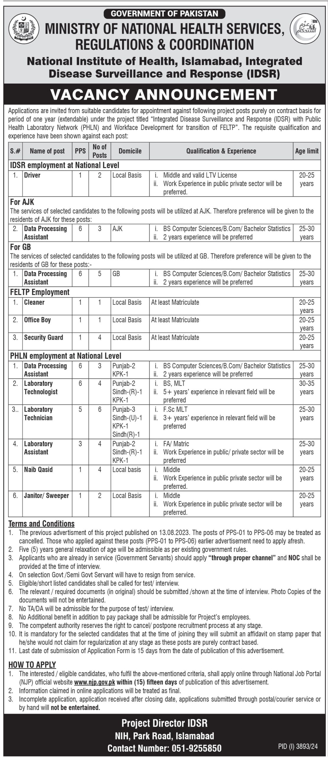 Ministry Of National Health Services Jobs 2025