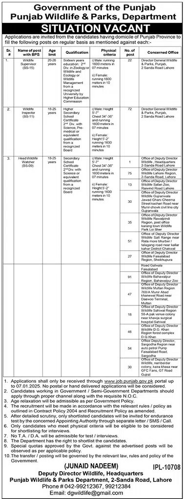 Wildlife & Parks Department Jobs 2025