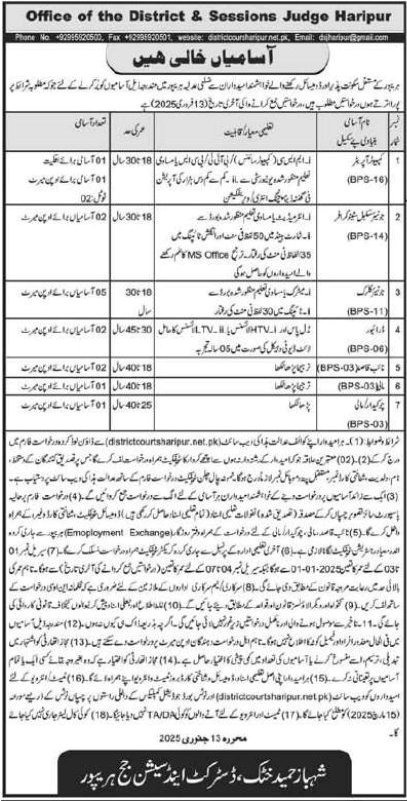 District & Session Judge Office Jobs 2025