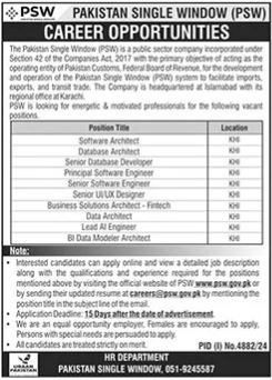 Pakistan Single Window Jobs 2025