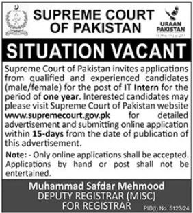 Supreme Court Of Pakistan Jobs 2025