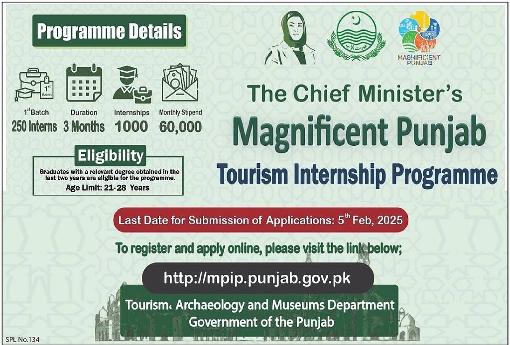 Chief Minister Magnificent Tourism Internship Program 2025