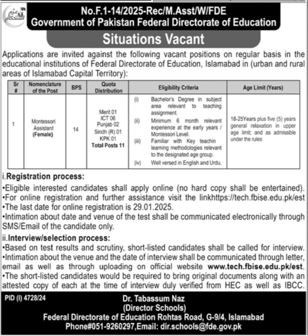 Federal Directorate Of Education Jobs 2025