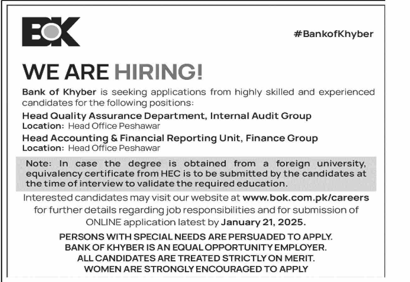 The Bank Of Khyber Jobs 2025