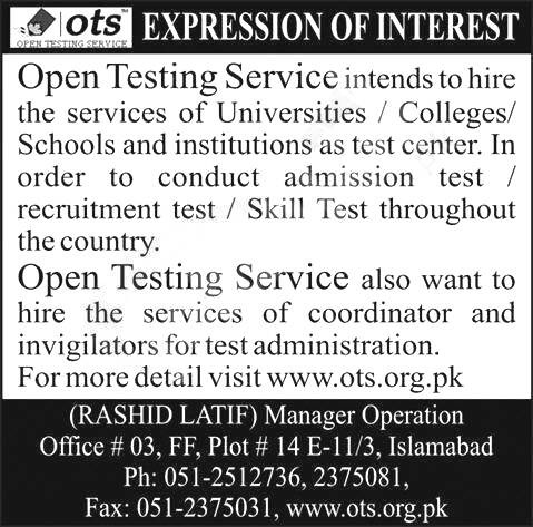 Invigilator Jobs in OTS 2025