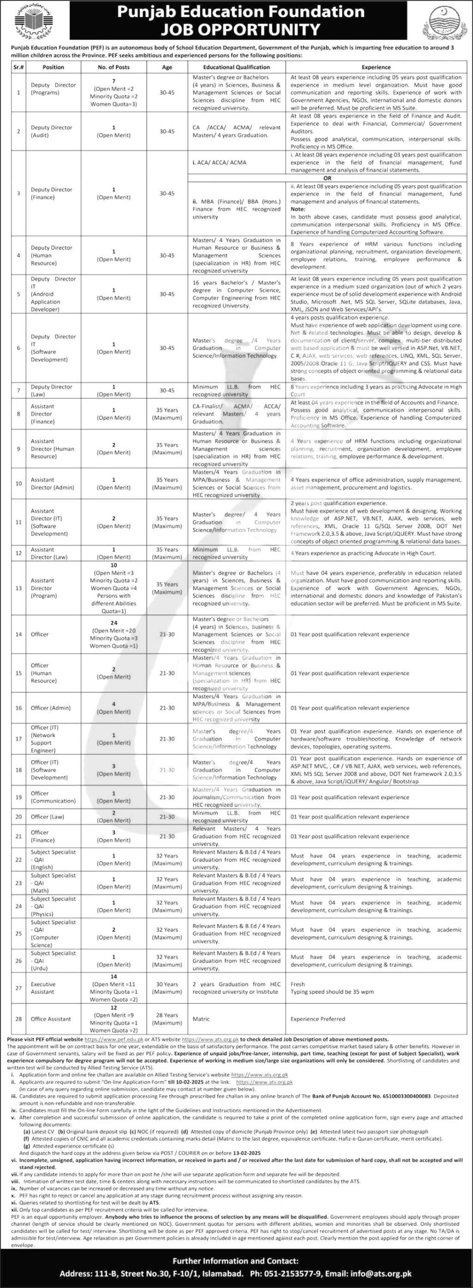 Education Foundation PEF Jobs 2025