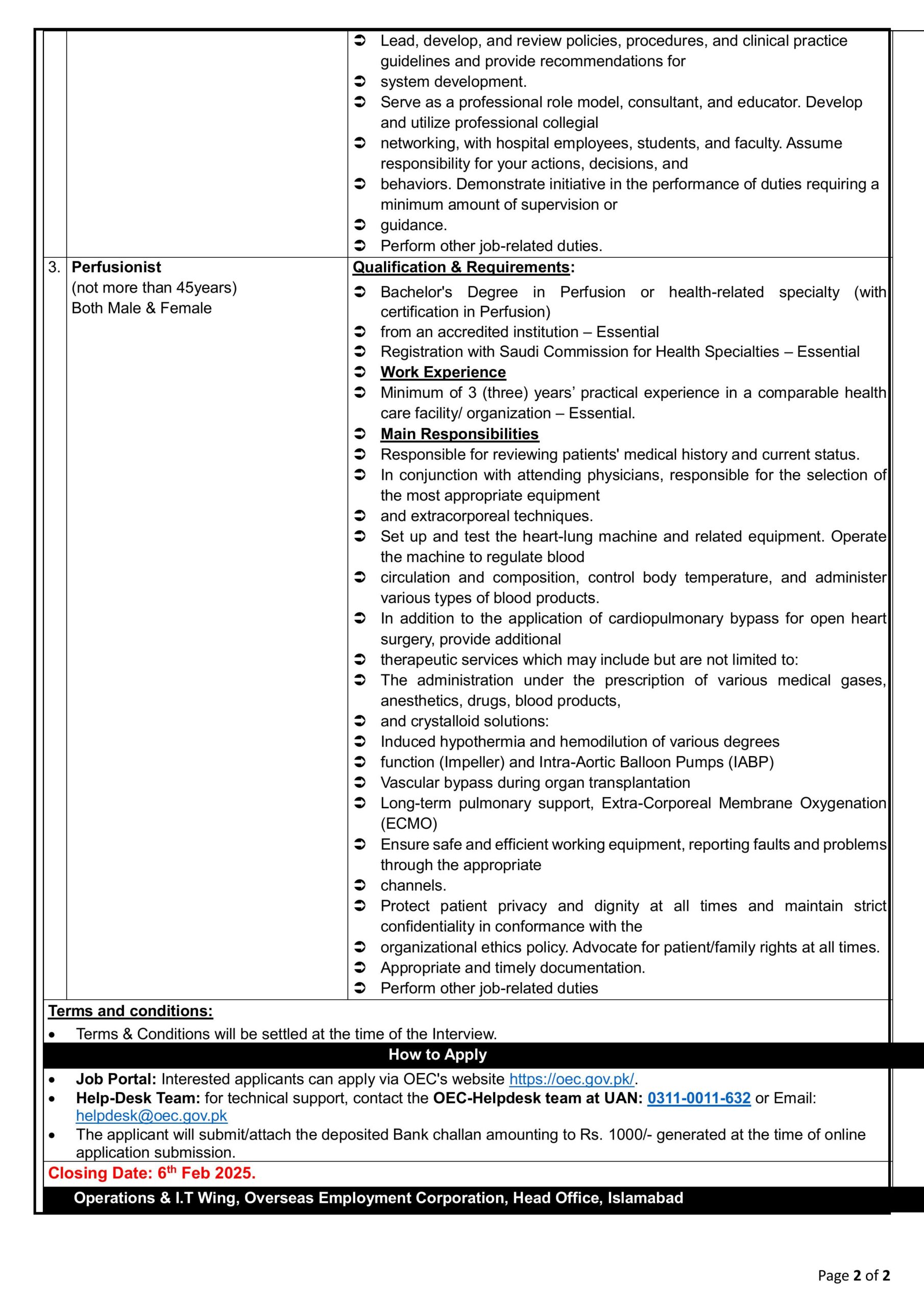 Required Staff Nurses and Perfusionists in the Kingdom of Saudi Arabia 2025