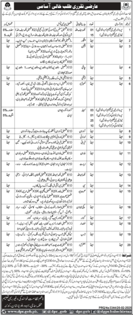 Literacy & Non Formal Basic Education Department Jobs 2025