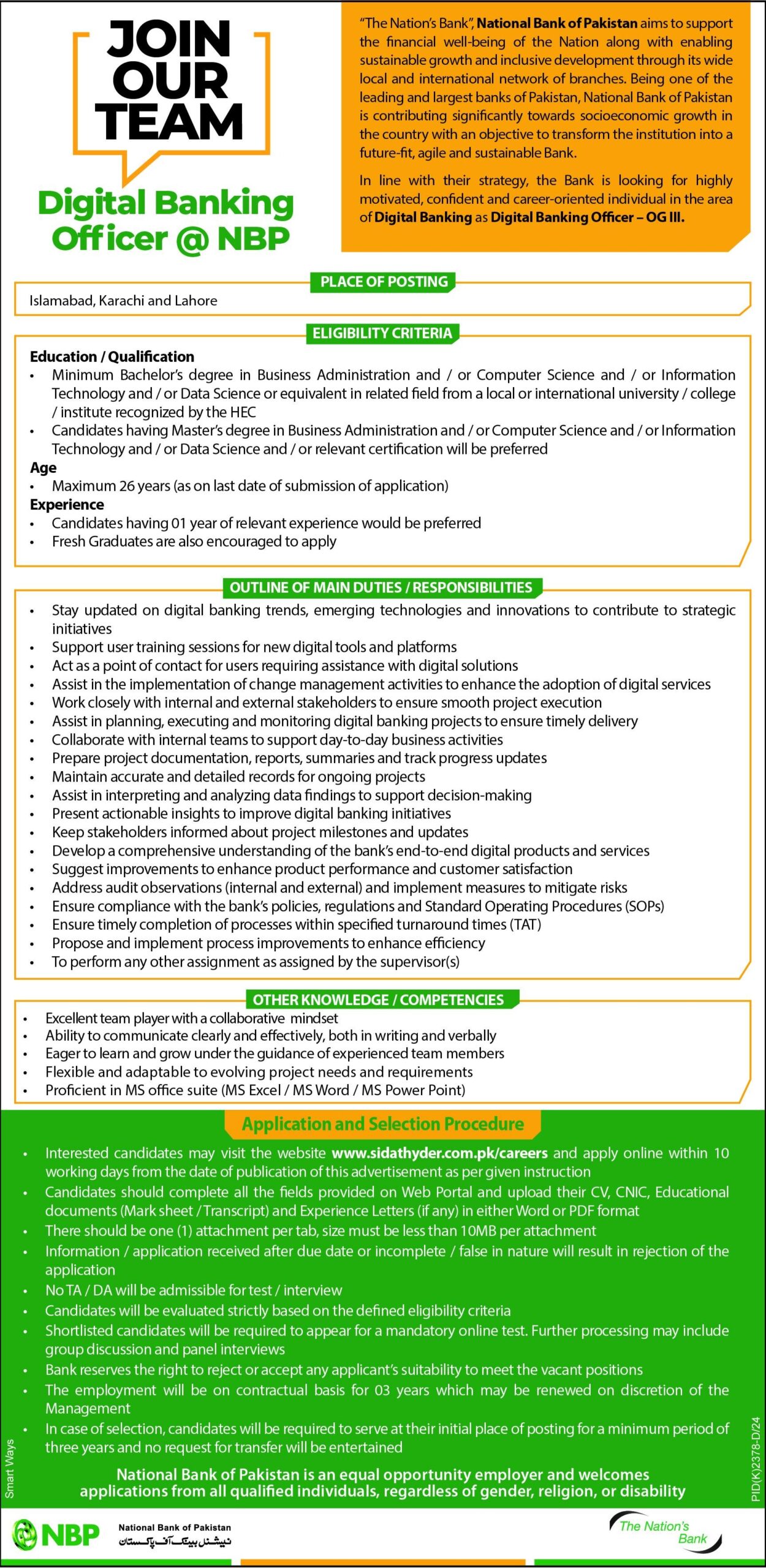 National Bank Of Pakistan Jobs 2025