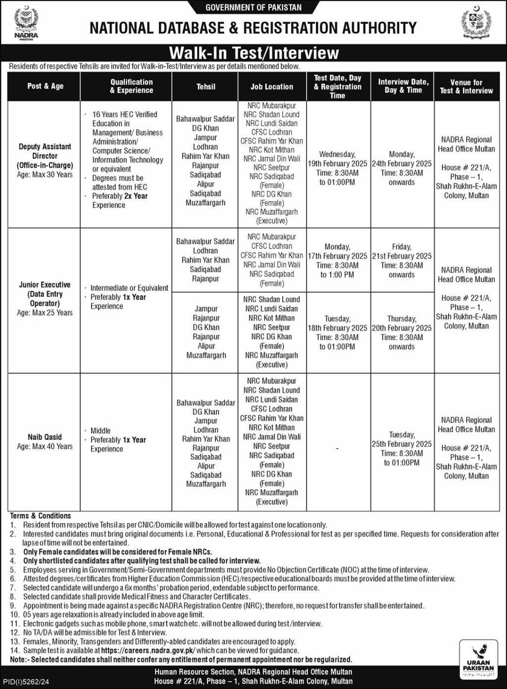 National Database & Registration Authority Jobs 2025