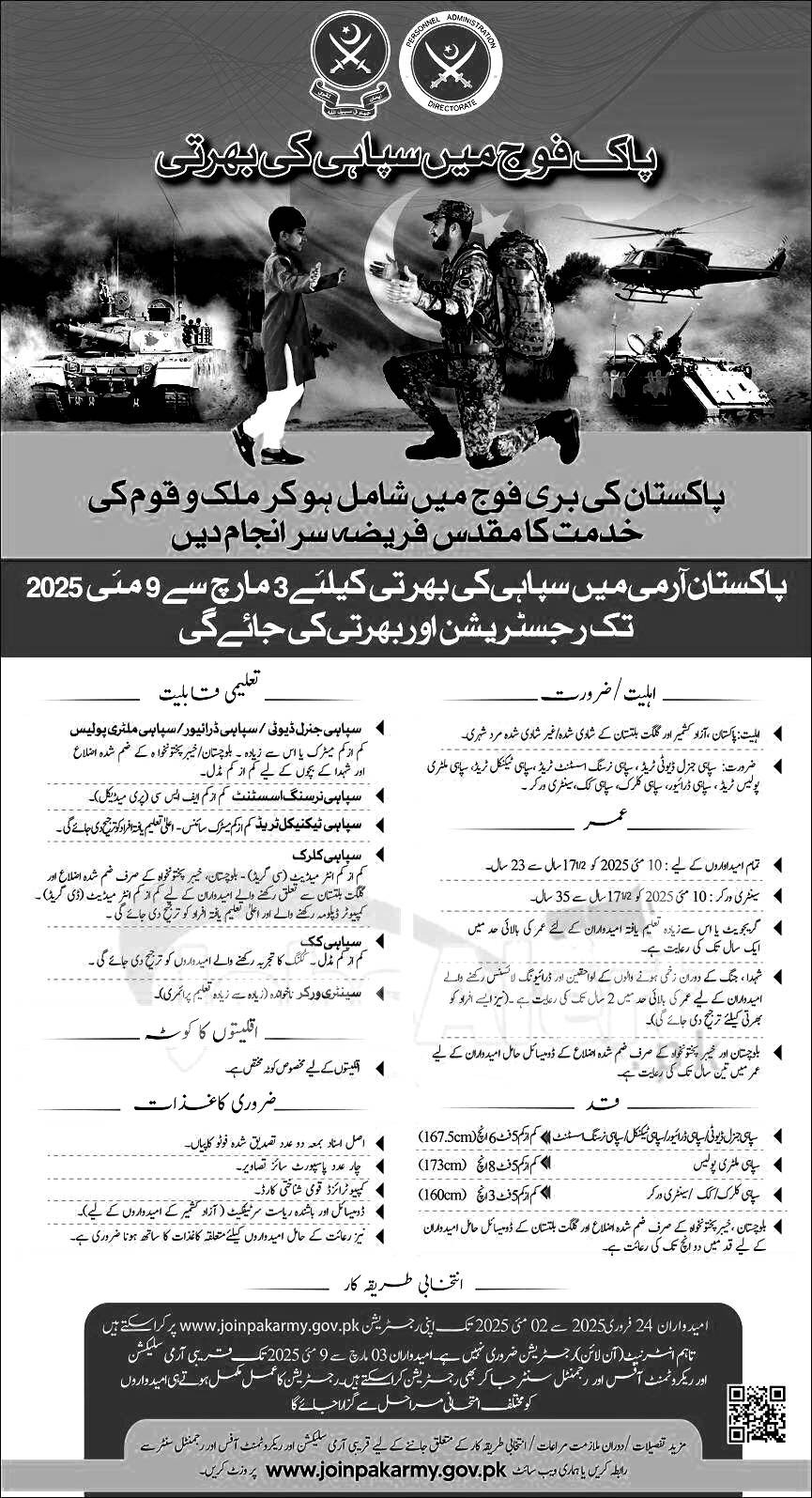 Pak Army Soldier Jobs 2025