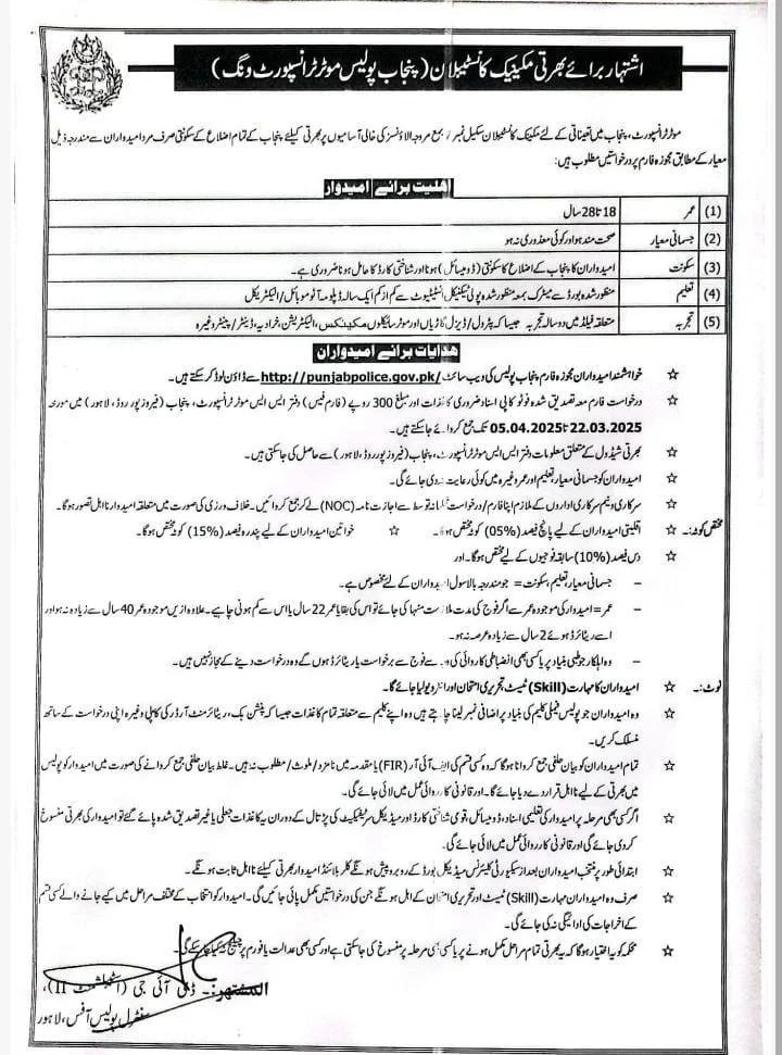 Punjab Police Constable SPU Telecommunication Jobs 2025