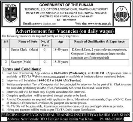 Technical Education & Vocational Training Authority Jobs 2025