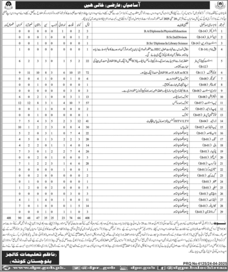Directorate Of Education Colleges Jobs 2025