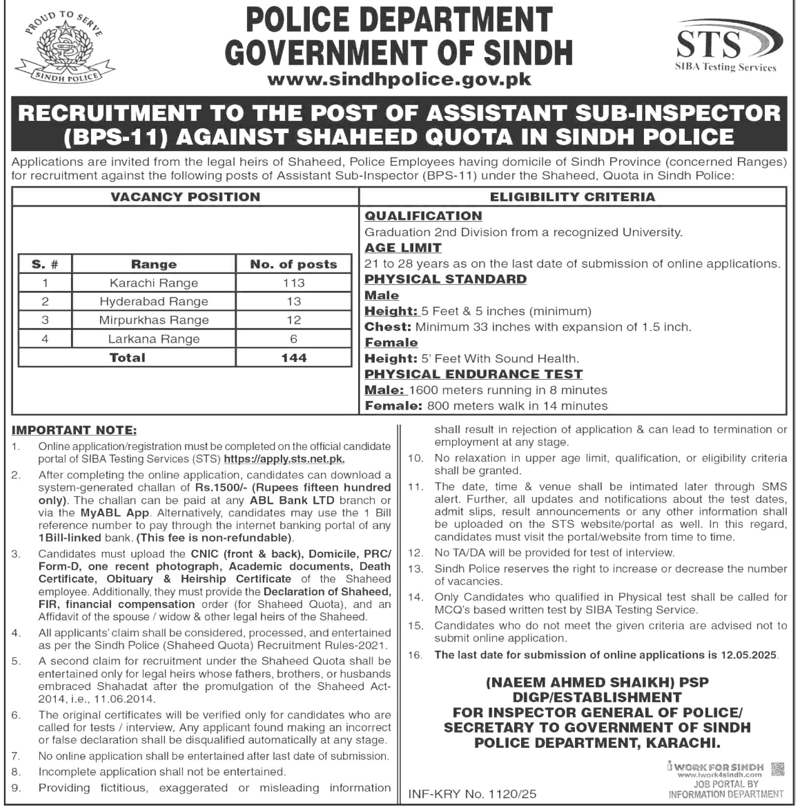 Sub-Inspector Jobs 2025