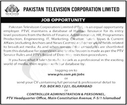 Pakistan Television Corporation Limited Jobs 2025