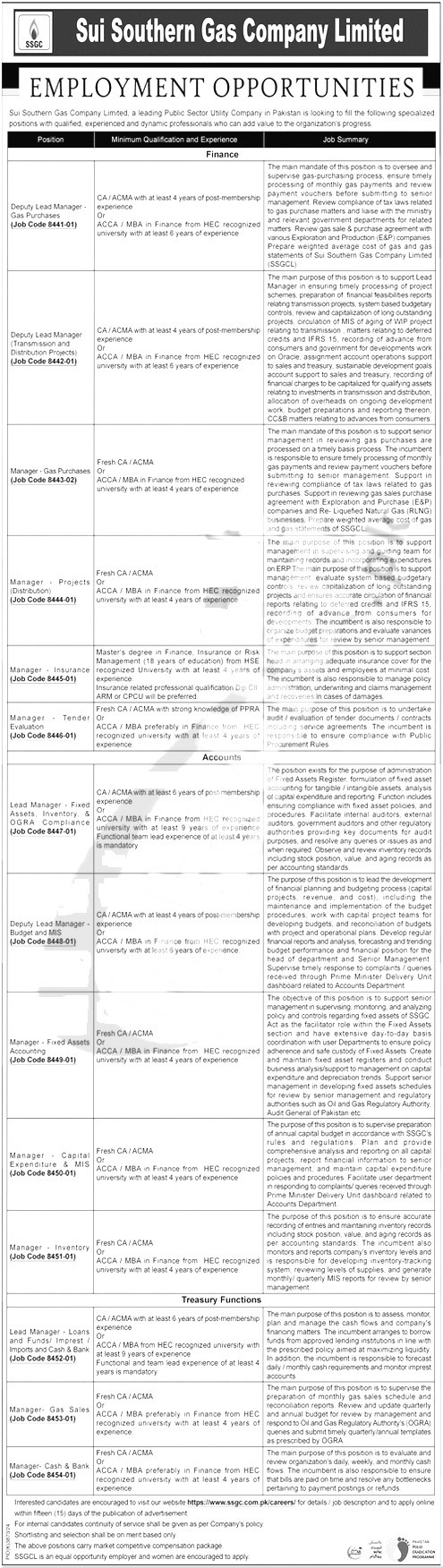 Sui Southern Gas Company Jobs 2025