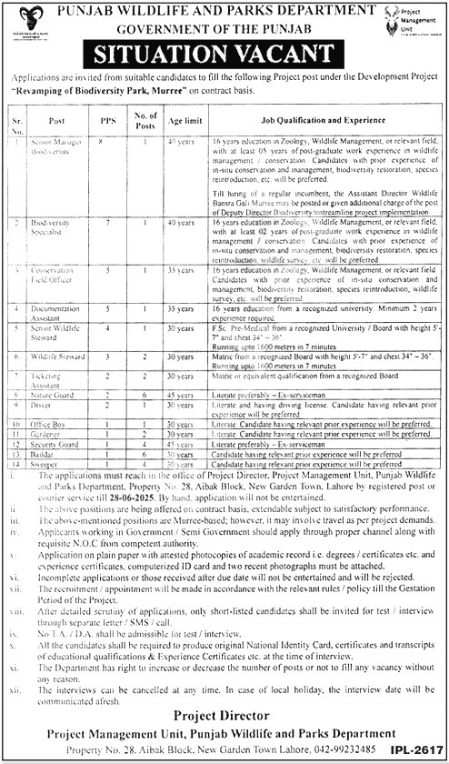 Wildlife & Parks Department Jobs 2025