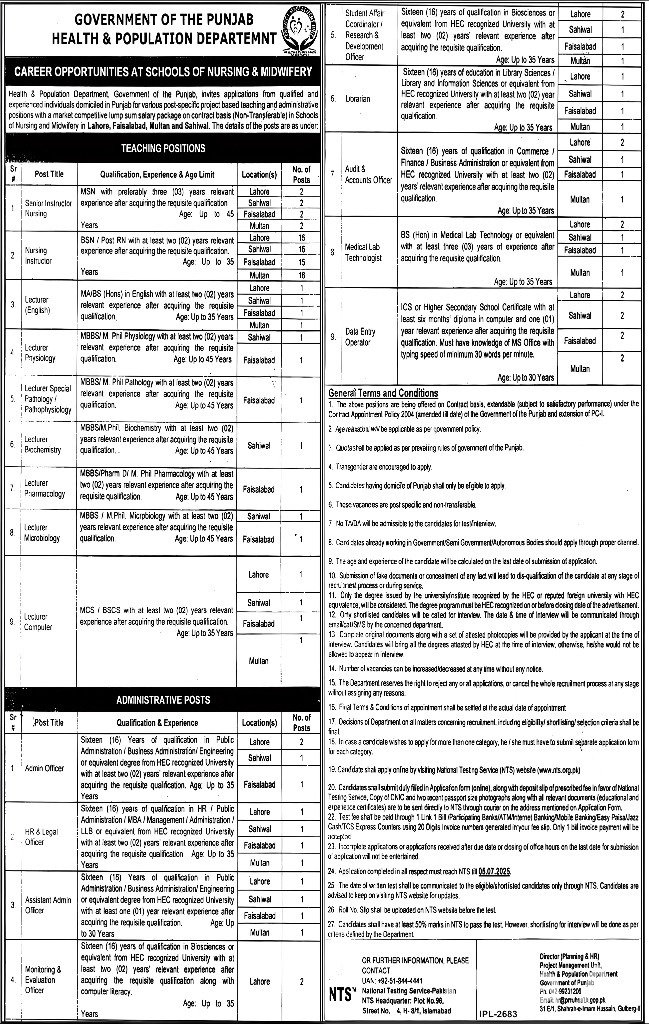 Health & Population Department Jobs 2025