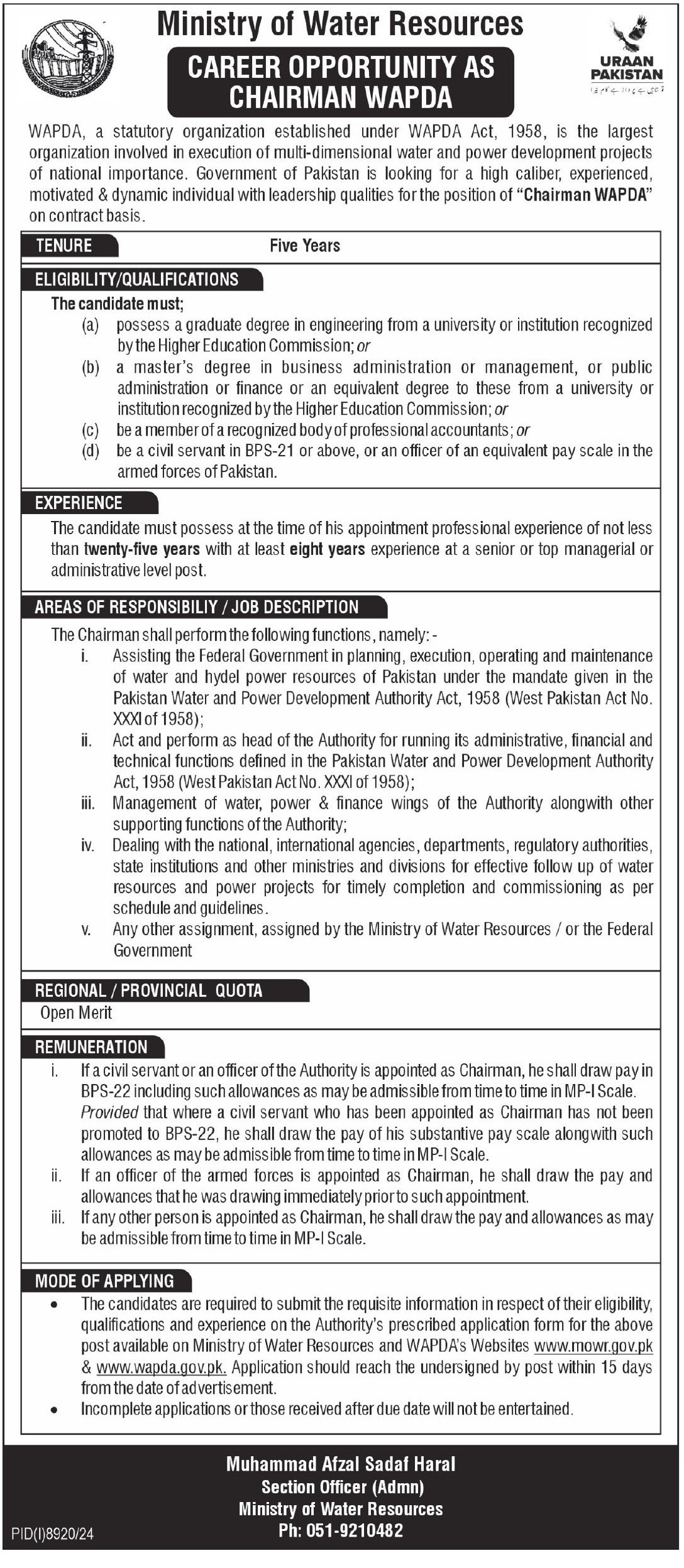 Water & Power Development Authority Jobs 2025