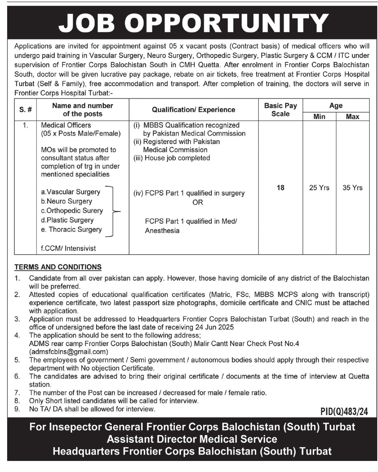 Headquarters Frontier Corps Jobs 2025
