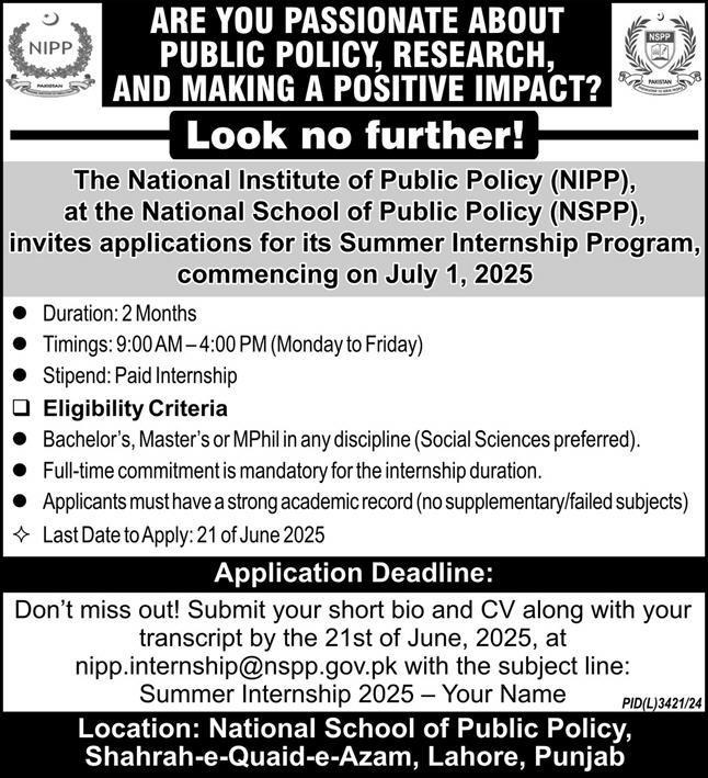 National Institute Of Public Policy NIPP Internship Program 2025