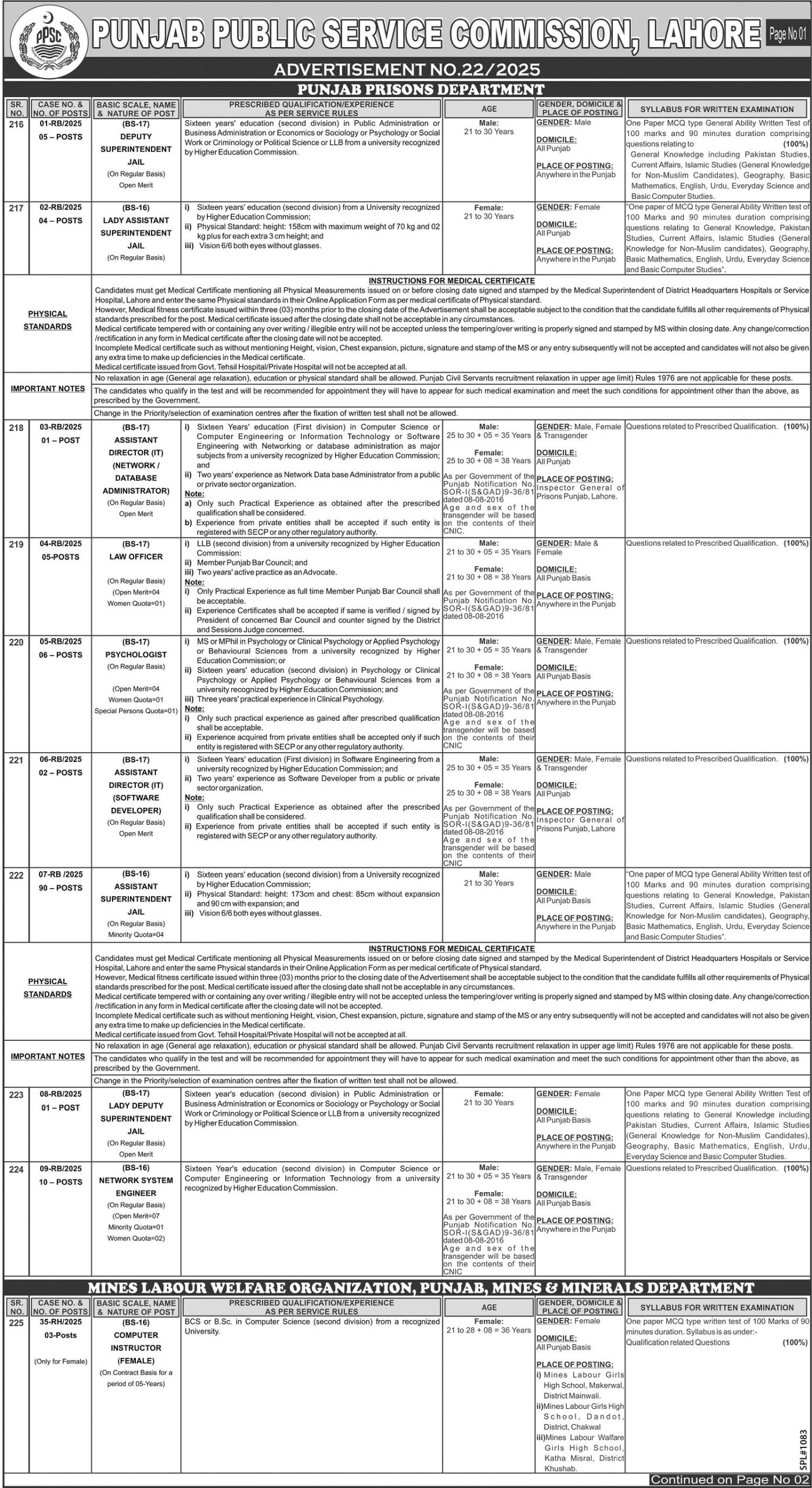 Prisons Department Jobs 2025