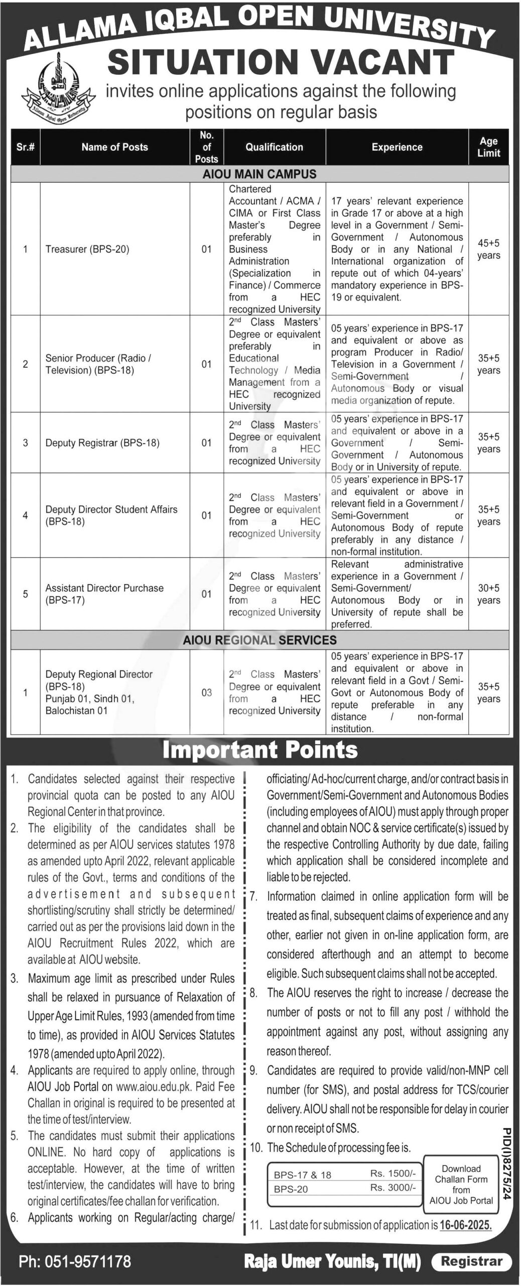 Allama Iqbal Open University Jobs 2025