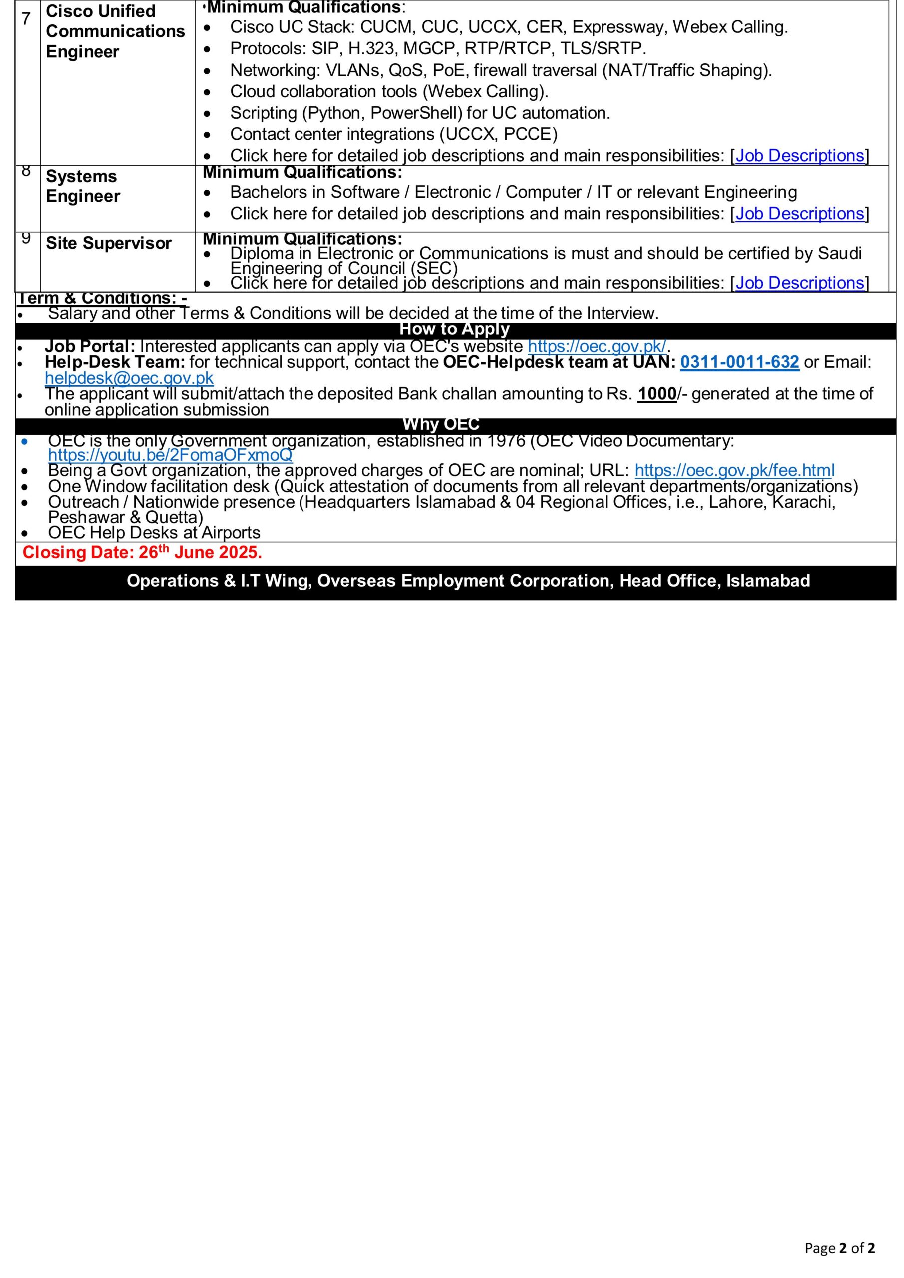 OEC Saudi Arabia Jobs 2025