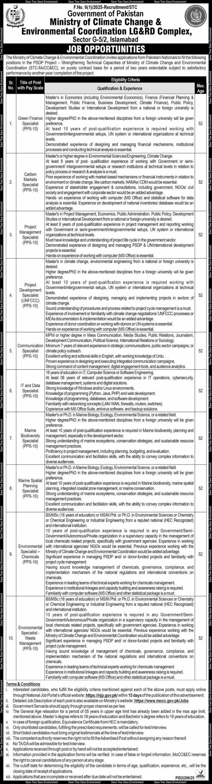 Ministry Of Climate Change Jobs 2025