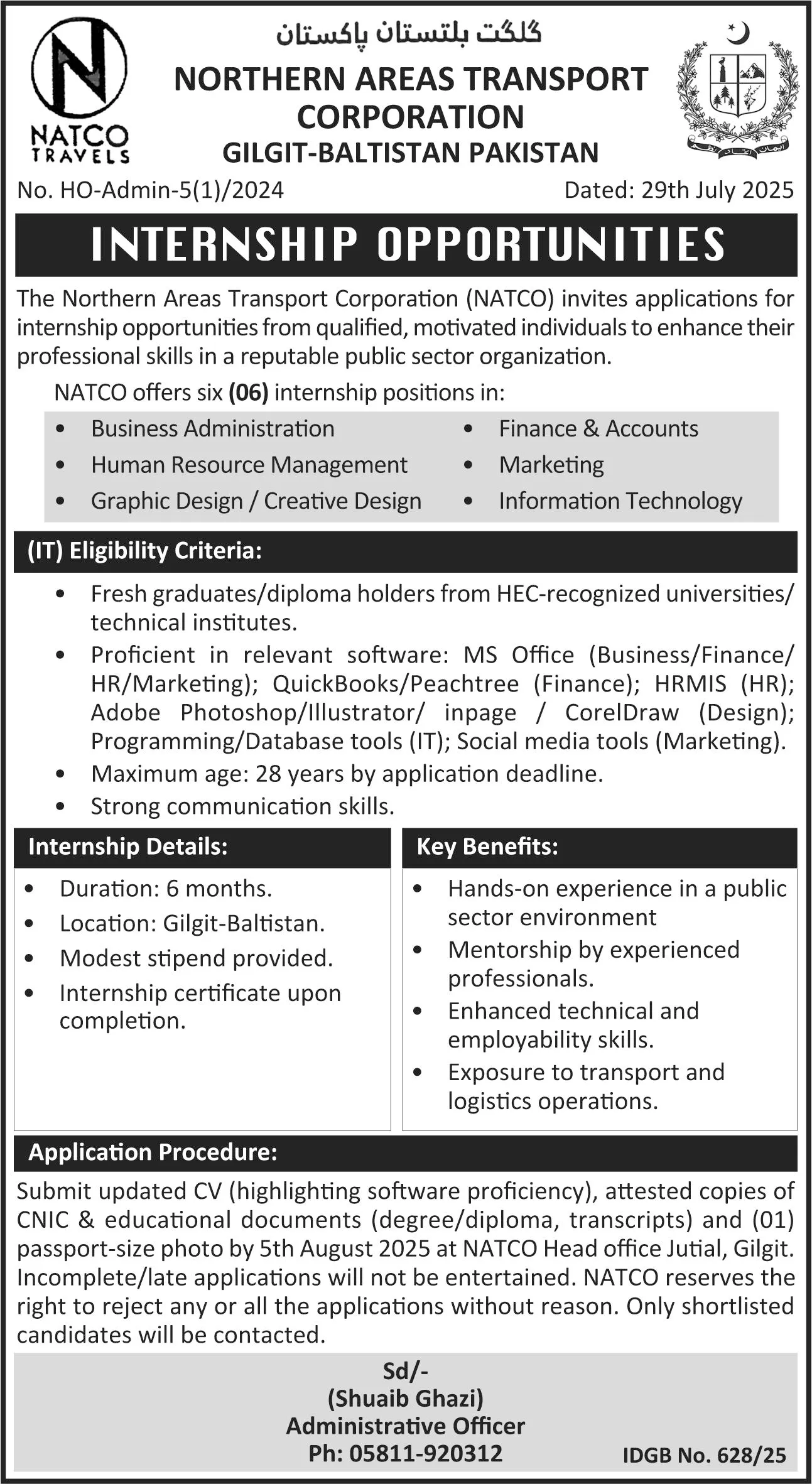 Northern Areas Transport Corporation Jobs 2025 Advertisement