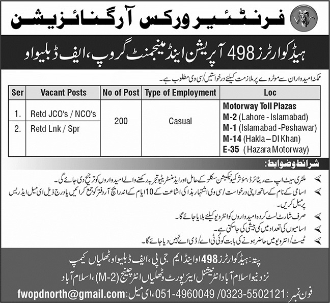 Motorway FWO Jobs 2025