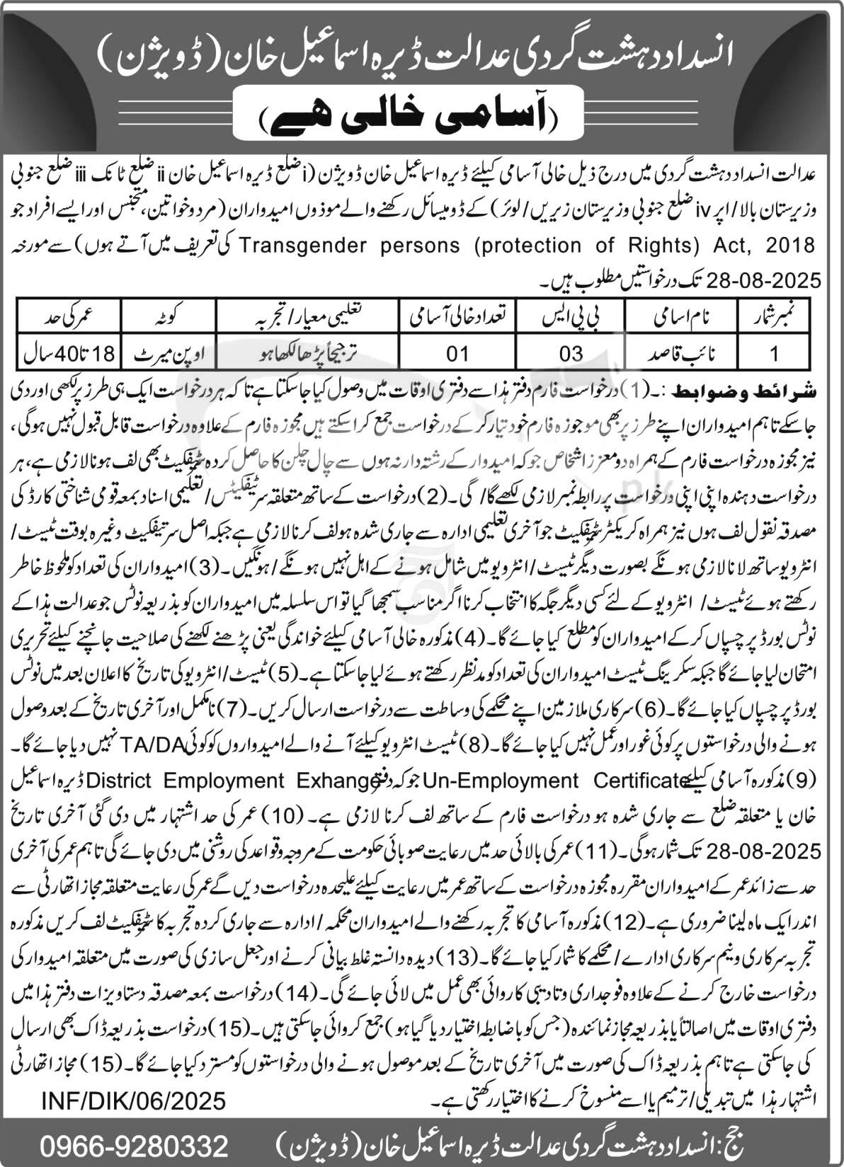 Anti Terrorism Court Jobs 2025 Advertisement