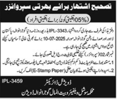 Social Welfare & Bait Ul Maal Jobs 2025