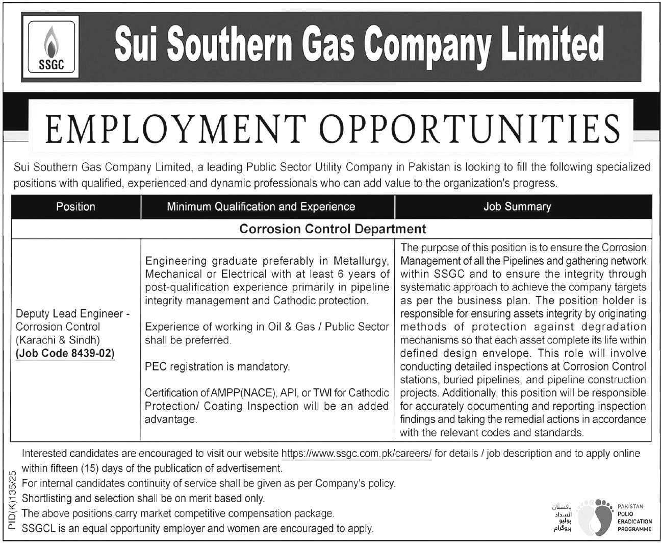 Sui Southern Gas Company Limited Jobs 2025