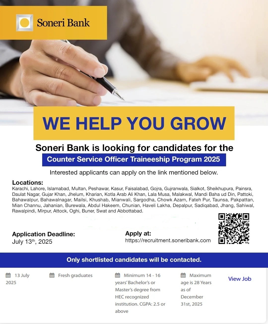 Soneri Bank Limited Jobs 2025