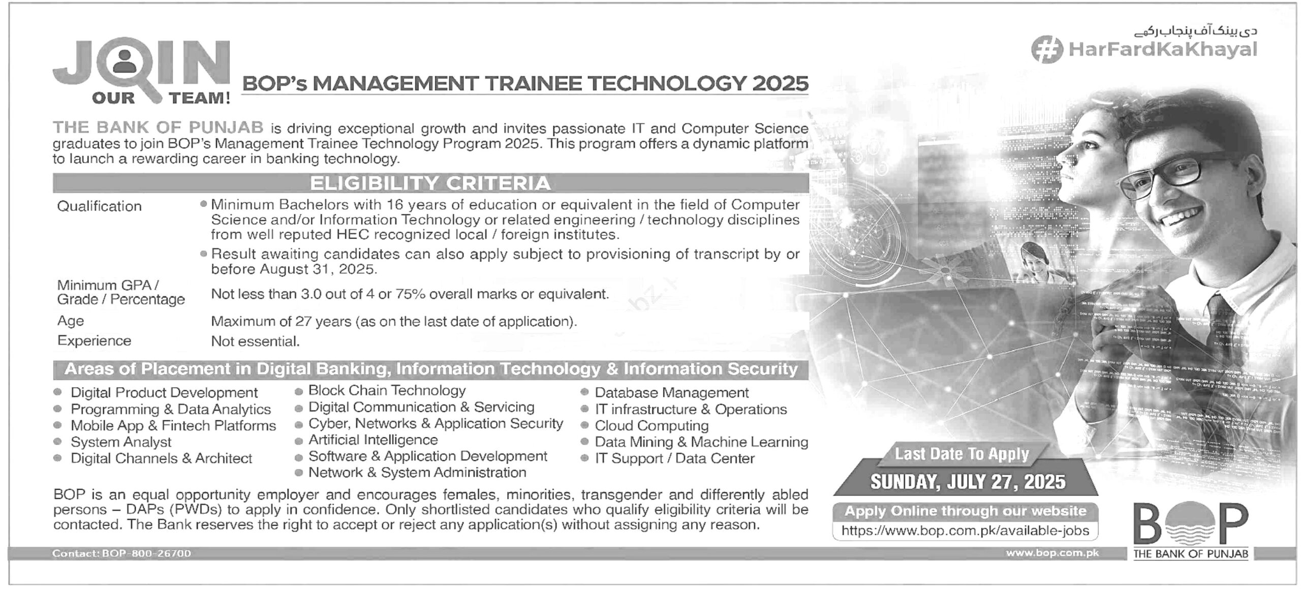 The Bank Of Punjab Jobs 2025