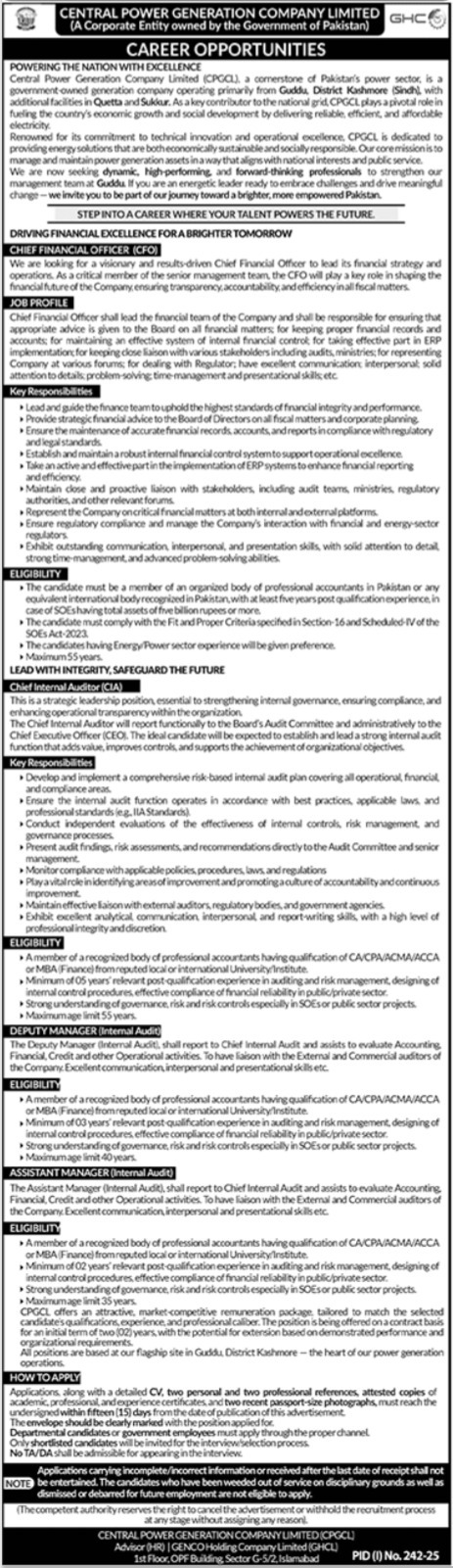 Central Power Generation Company Limited Jobs 2025
