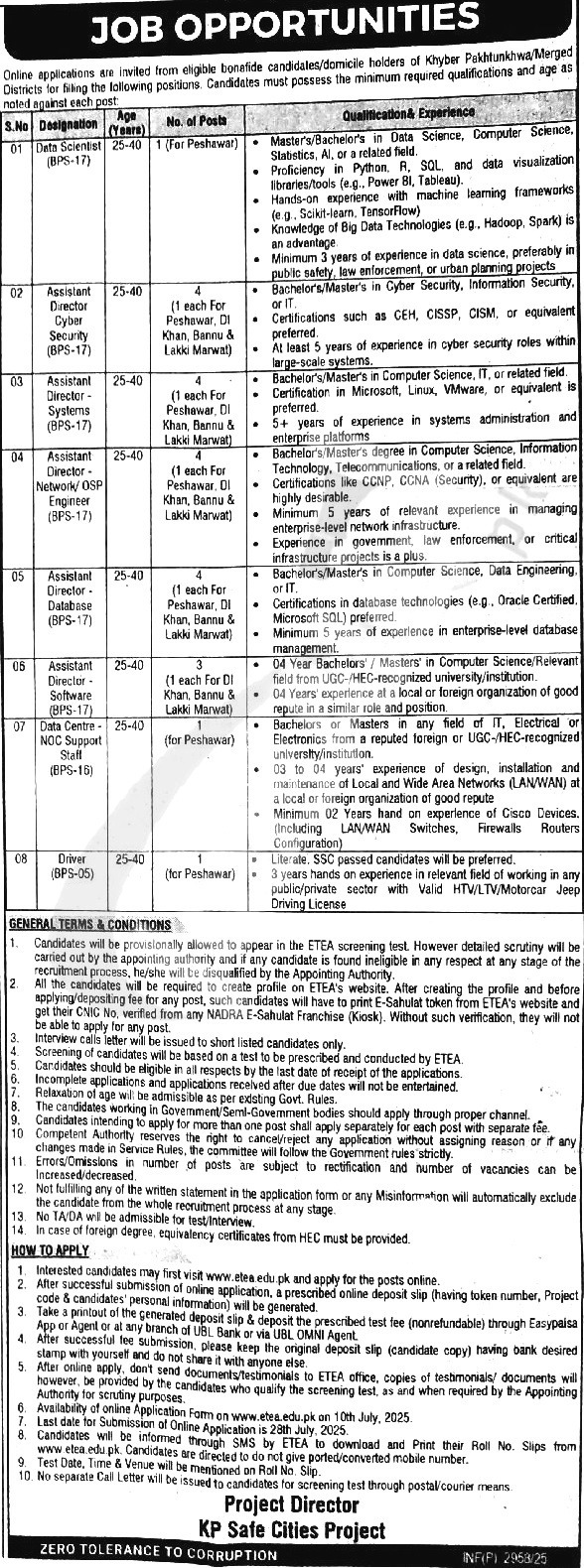 KP Safe City Jobs 2025