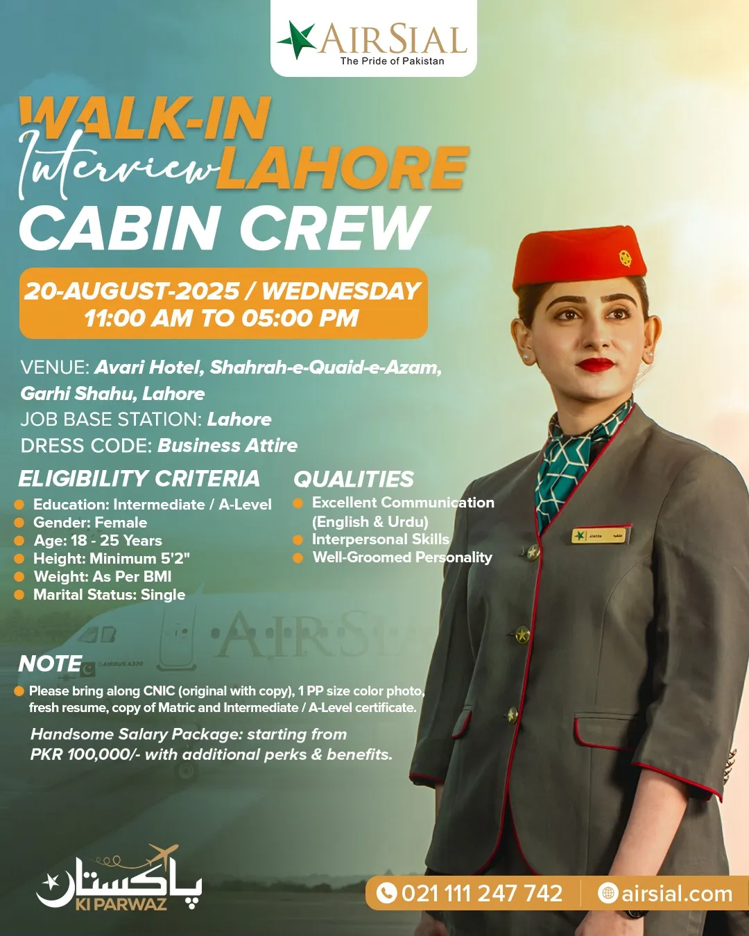 Airsial and Airblue Airhostess Jobs Advertisement