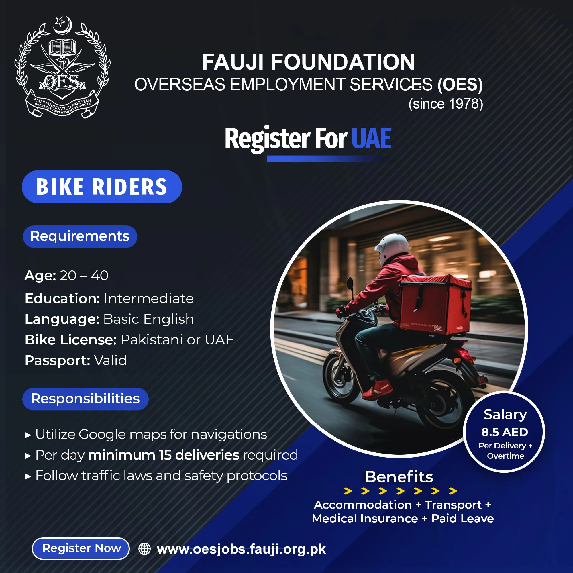 UAE Work Visa for Bike Riders 2025 Advertisement