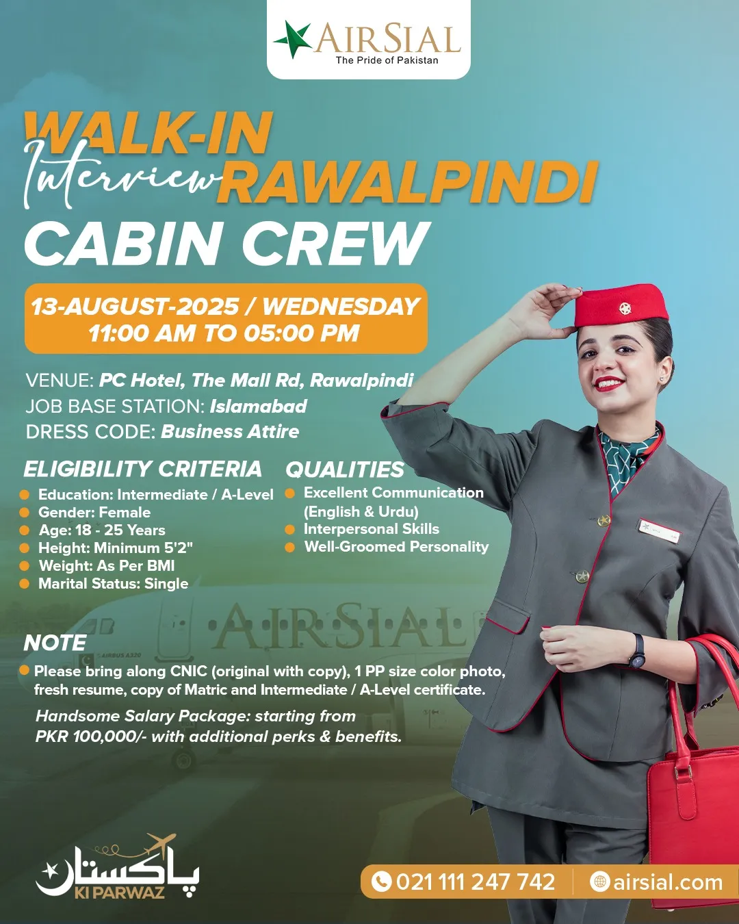 Airsial and Airblue Airhostess Jobs Advertisement