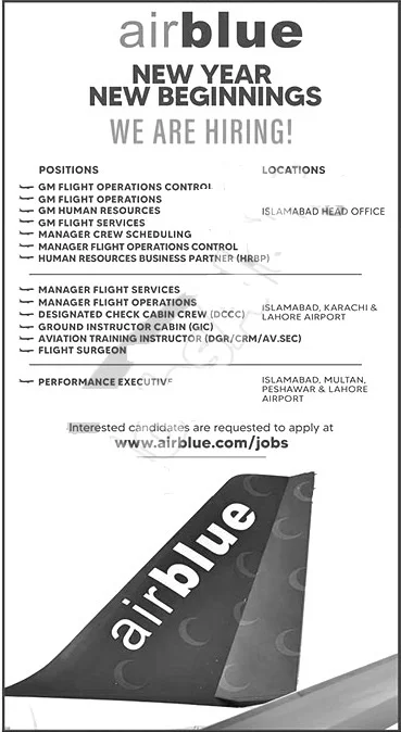 Air Blue Jobs Advertisement